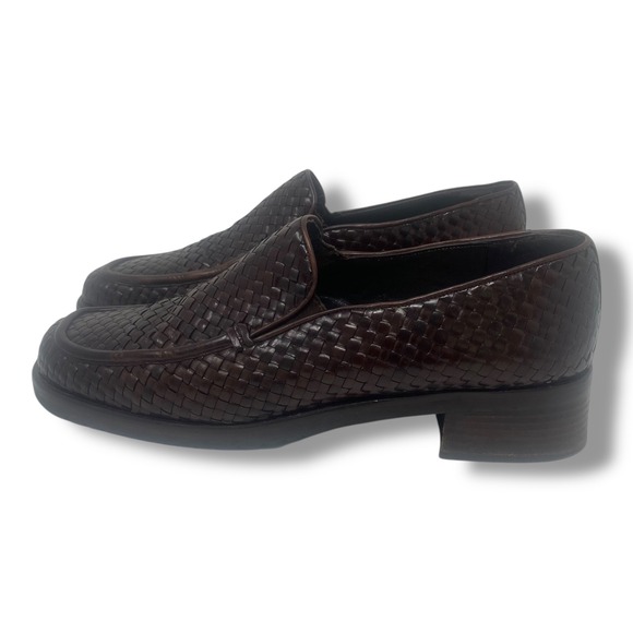 Mezlan Shoes - Mezlan Leigh Woven Leather Loafers Women's 10.5 M Brown Slip On Dress Shoes